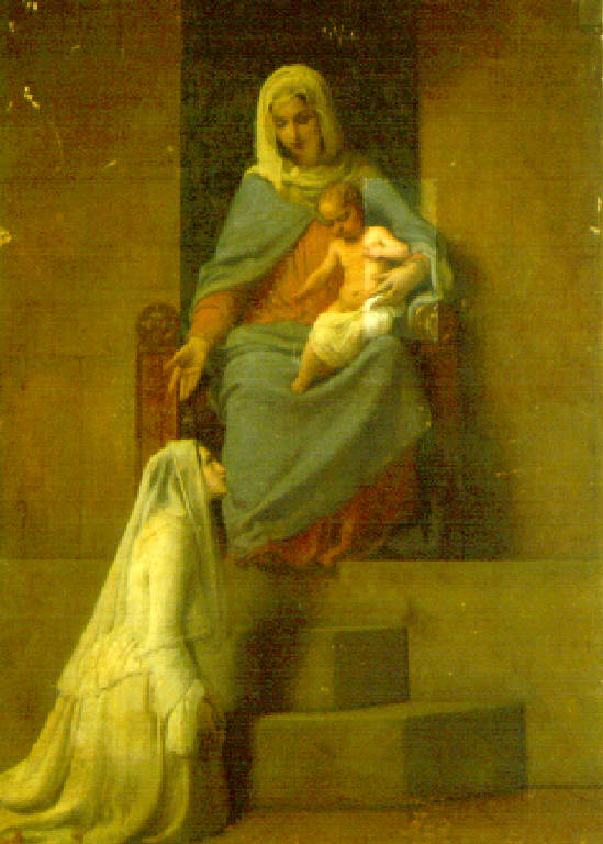 Madonna con Bambino e devota (dipinto) di Hayez Francesco (metà sec. XIX)