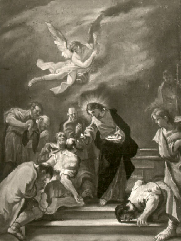Cristo impartisce la comunione agli apostoli (dipinto) - scuola veneta (secondo quarto sec. XVIII)