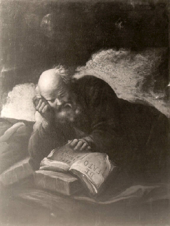 Figura di vecchio in meditazione (dipinto) di Cifrondi Antonio (cerchia) (prima metà sec. XVIII)