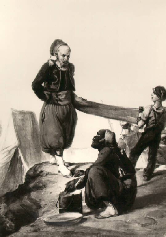 Soldati zuavi (dipinto) di Inganni Angelo (sec. XIX)