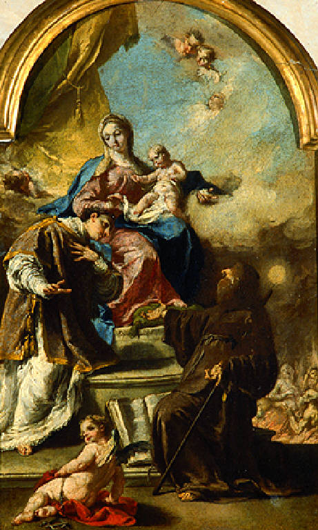 Madonna con Bambino, San Leonardo, San Francesco di Paola e anime del purgatorio (dipinto) di Pittoni Giovanni Battista (prima metà sec. XVIII)