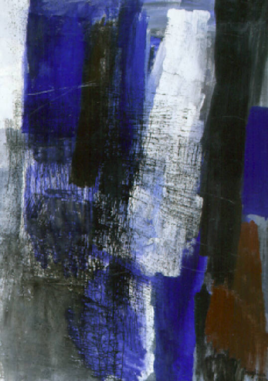 Composizione blu e bianco (dipinto) di Chighine Alfredo (metà sec. XX)