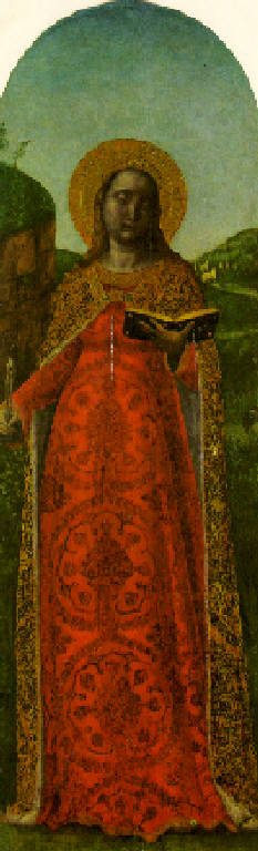 Sant'Apollonia (scomparto di polittico dipinto) di Foppa Vincenzo (fine sec. XV)