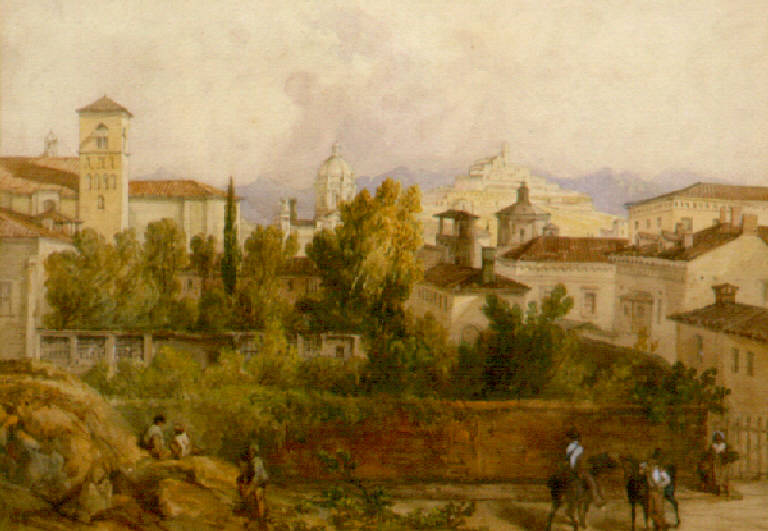 Veduta di Brescia dalla porta di San Nazzaro (dipinto) di Brockedon William (prima metà sec. XIX)