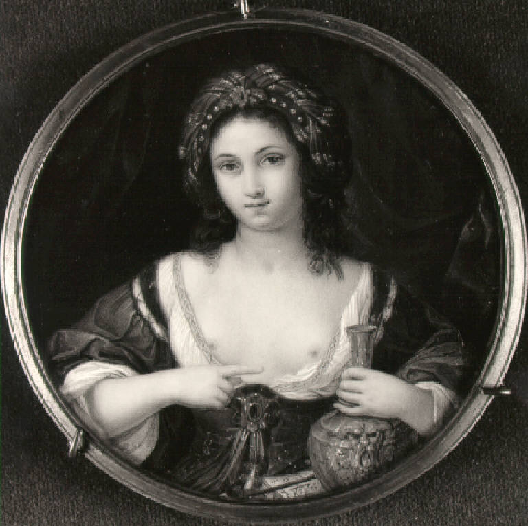 Figura di giovane donna con seno scoperto (dipinto) di Gigola Giovanni Battista (sec. XVIII)