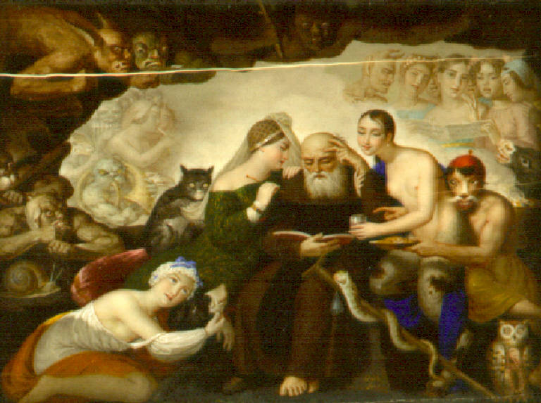 Tentazioni di sant'antonio (dipinto) di Gigola Giovanni Battista (secondo quarto sec. XIX)