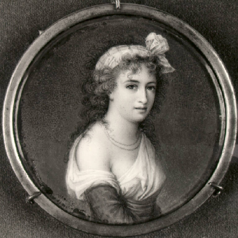 Figura di giovane donna con nastro tra i capelli (dipinto) di Gigola Giovanni Battista (fine sec. XVIII)