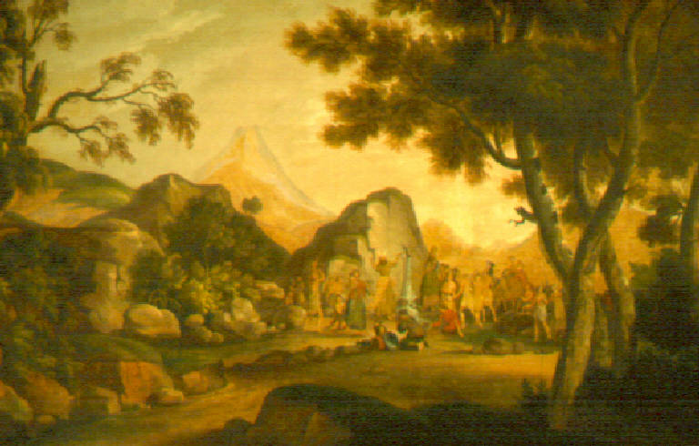 Mosè fa scaturire le acque (dipinto) - scuola veneta (seconda metà sec. XVIII)