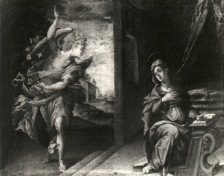 Annunciazione (dipinto) di Carpinoni Domenico (fine sec. XVI)