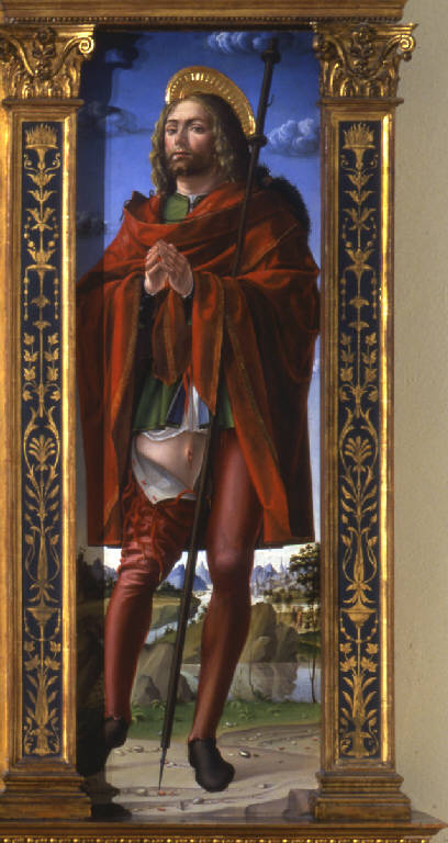 San Rocco (scomparto di polittico dipinto) di Civerchio Vincenzo (fine sec. XV)