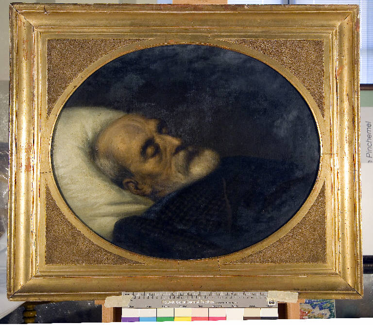 Ritratto di Giuseppe Mazzini sul letto di morte, Giuseppe Mazzini (dipinto) di Maironi da Ponte, Cesare (secc. XIX/ XX)