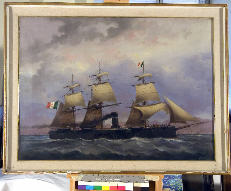 Nave da guerra della Marina Sarda, Nave militare (dipinto) di Jvancovich, Basi (sec. XIX)