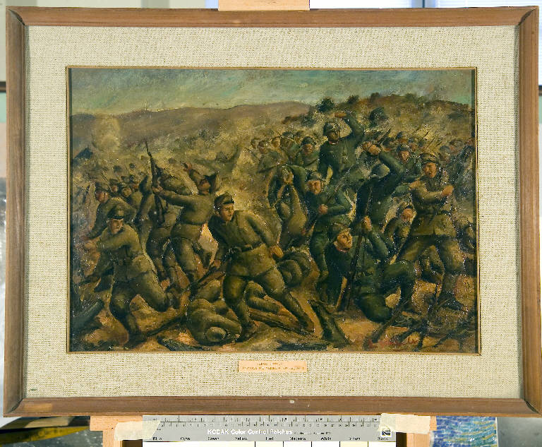Fanteria sul Veliki, 78° reggimento, scena di guerra, Prima Guerra Mondiale 1915-1918 (dipinto) di Zambelli, Silvio (primo quarto sec. XX)