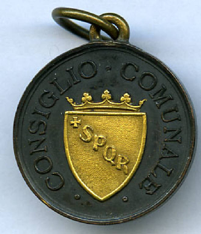 Medaglia della elezione di Cucchi al Consiglio comunale di Roma (Medagliere di Francesco Cucchi), stemma di Roma; iscrizione (medaglia) - produzione (sec. XX)