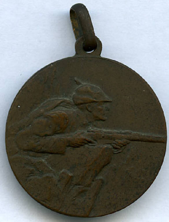 Medaglia reggimentale del 5° reggimento Alpini (Medagliere di Carlo Locatelli), Alpino in assetto da combattimento in alta quota (medaglia reggimentale) - produzione (sec. XIX)