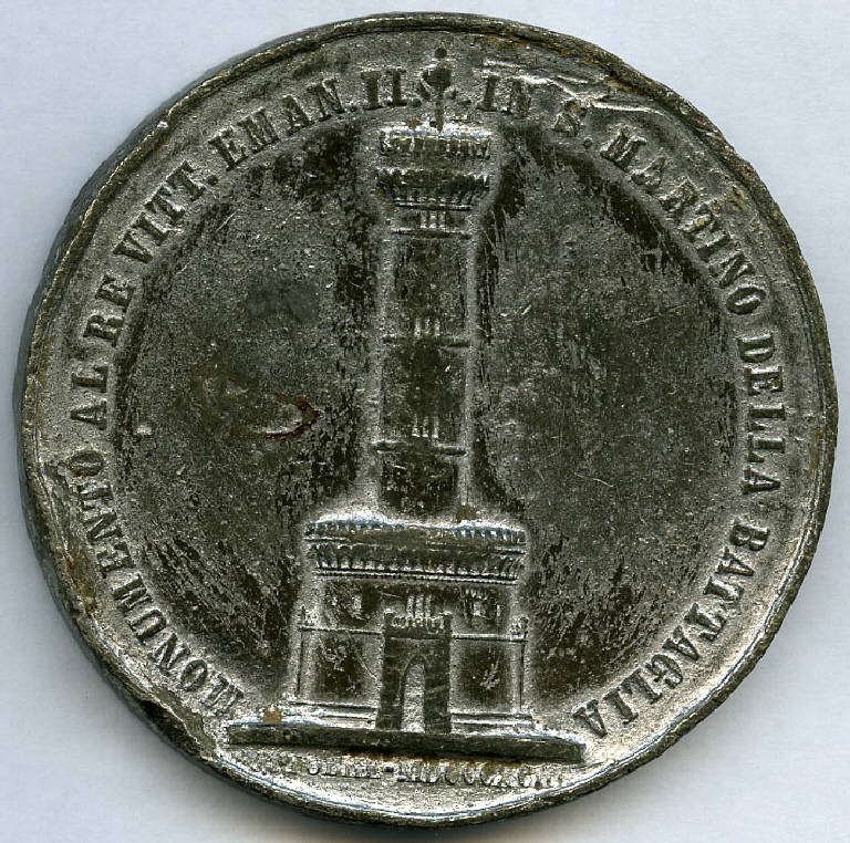 Medaglione dell'inaugurazione della Torre di San Martino, Torre di San Martino; Ossari di Solferino e San Martino (medaglione) di Ciocchetti, Luigi (sec. XIX)