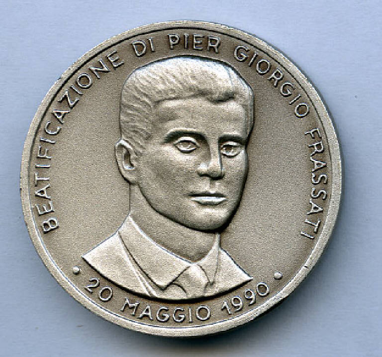 Medaglia in ricordo della beatificazione di Pier Giorgio Frassati, Pier Giorgio Frassati; santuario (medaglia) (sec. XX)