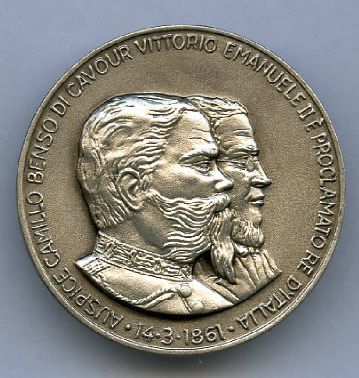 Medaglia celebrativa del 150° Anniversario dell'Unità d'Italia, Vittorio Emanuele II, Camillo Benso conte di Cavour (medaglia) (sec. XXI)