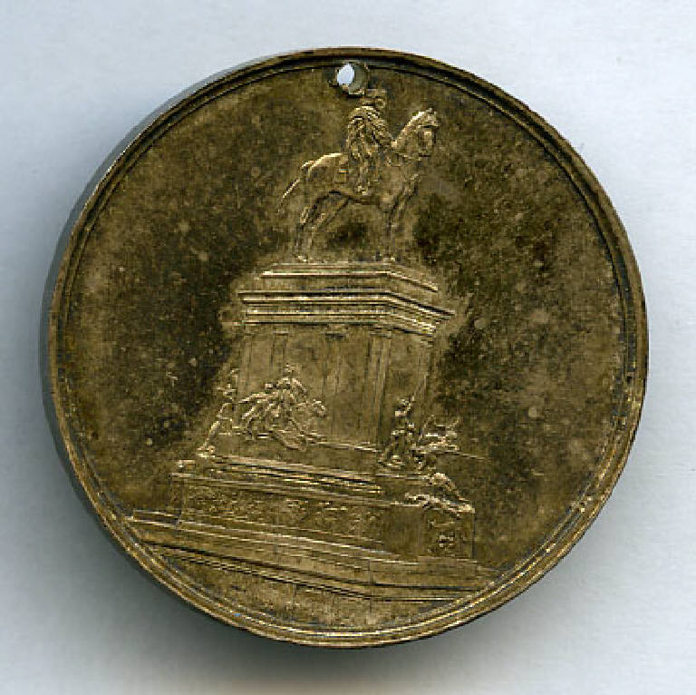 Medaglia commemorativa del monumento a Garibaldi di Lima, Monumento equestre; scritte (medaglia) (sec. XX)