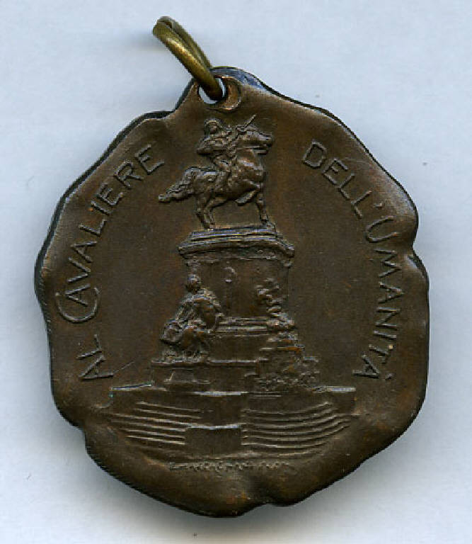 Medaglia commemorativa del monumento a Garibaldi di Buenos Aires, Monumento equestre; figura femminile (medaglia) di ; Gottuzzo Y. C. (sec. XX)