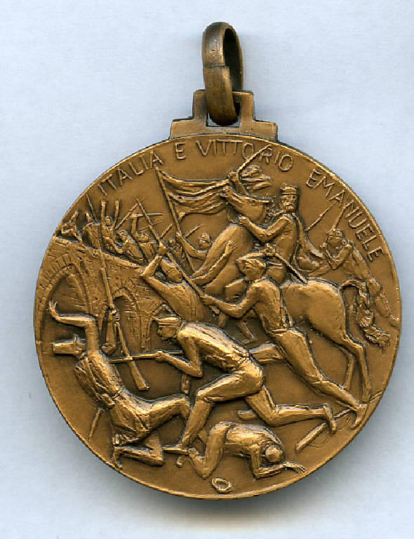 Medaglia commemorativa del Centenario della battaglia al Ponte dell'Ammiraglio (Palermo), Scena di battaglia; scritte (medaglia) di ; Manzo, Alessandro (sec. XX)