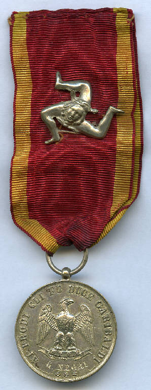 Medaglia dei Mille (Medagliere di Giulio Negri), aquila; corona vegetale (decorazione militare) - produzione (sec. XIX)