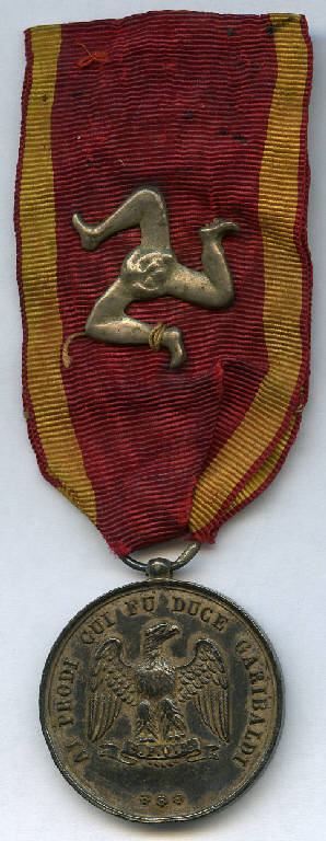 Medaglia dei Mille (Medagliere di Martiniano (?) Bottagisi), aquila; corona vegetale (decorazione militare) - produzione (sec. XIX)
