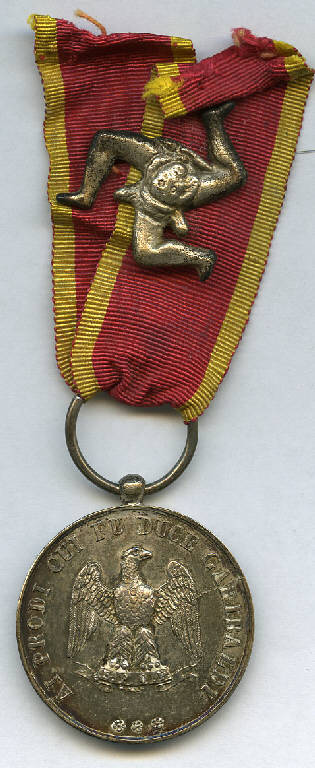 Medaglia dei Mille (Medagliere di Adolfo Biffi), aquila; corona vegetale (decorazione militare) - produzione (sec. XIX)