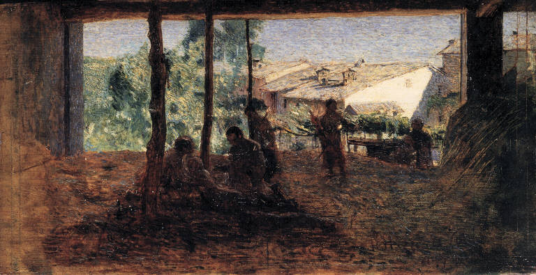 Carità cristiana, Scena di vita campestre (dipinto) di Pellizza da Volpedo, Giuseppe - pittura divisionista (fine sec. XIX)