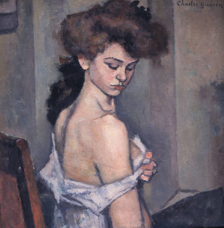 Nudo di spalle, Figura femminile seduta (dipinto) di Guérin Charles François (secc. XIX/ XX)