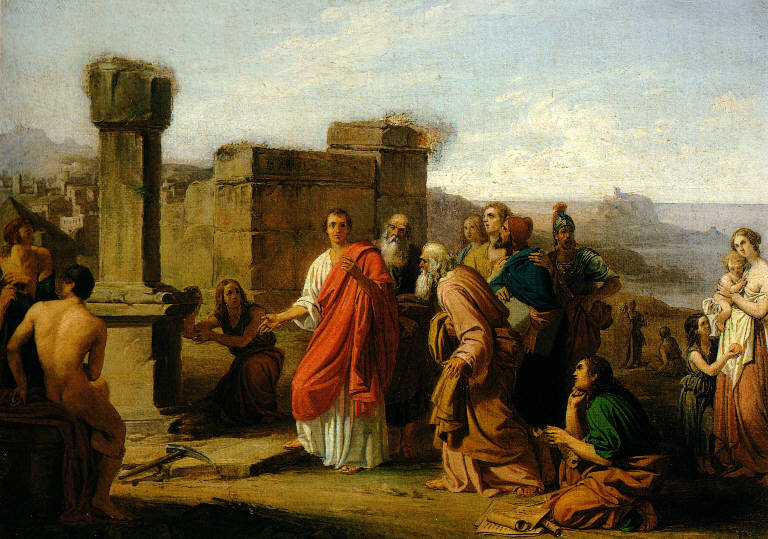Cicerone scopre la tomba di Archimede, Cicerone scopre la tomba di Archimede (dipinto) di Barbotti Paolo (sec. XIX)