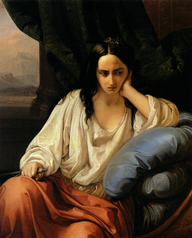Vendetta in un harem (La greca), Figura femminile seduta (dipinto) di Faruffini Federico (sec. XIX)