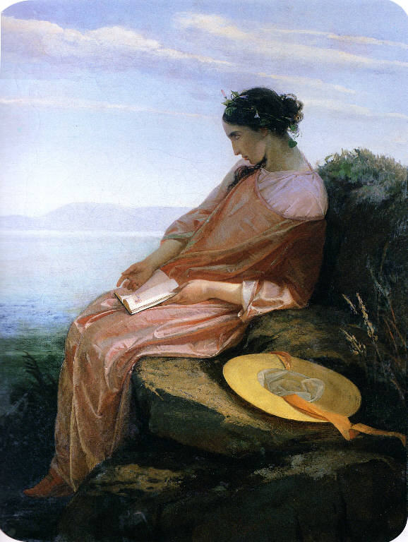 Donna seduta su uno scoglio, Donna seduta (dipinto) di Fagnani Paolo (sec. XIX)