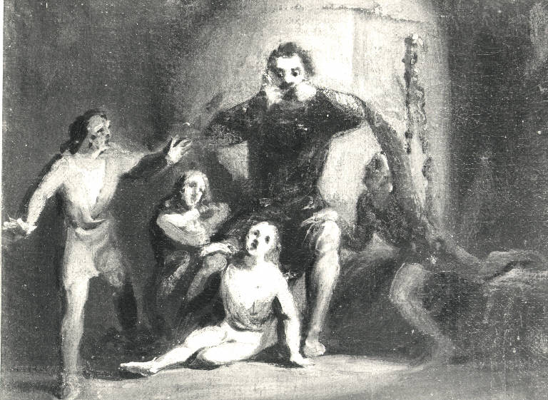 Il Conte Ugolino, Ugolino con i figli in carcere (dipinto) di Massacra Pasquale (sec. XIX)