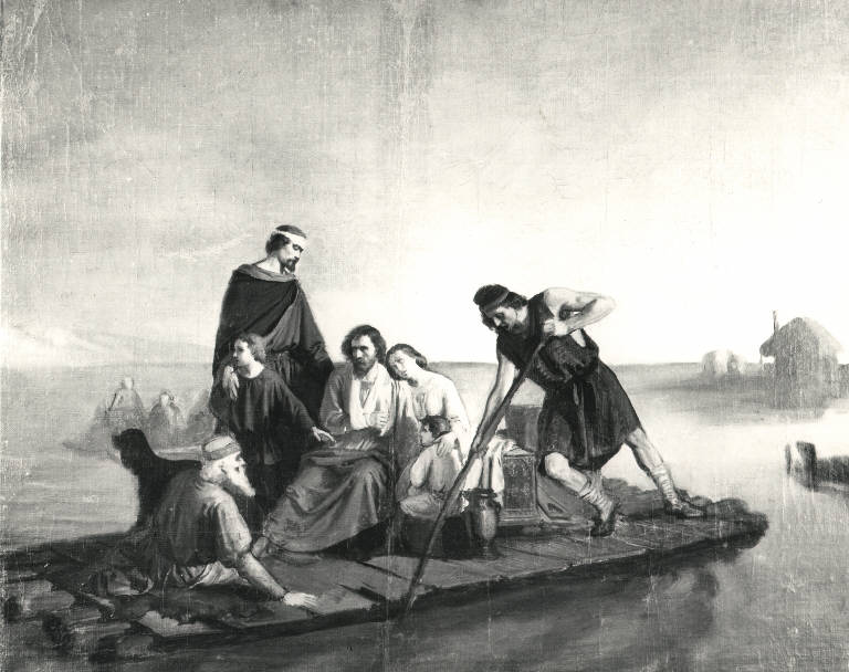 I fondatori di Venezia fuggenti dalle invasioni di Attila, I fondatori di Venezia (dipinto) di Molteni Giuseppe (sec. XIX)