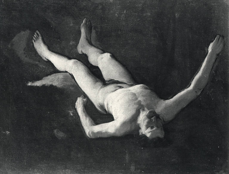 Cadavere (Ricciardino Langosco), Figura maschile distesa (dipinto) di Massacra Pasquale (sec. XIX)