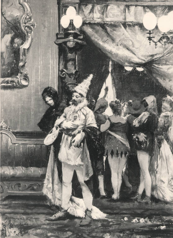 Ridotto di un veglione, Festa mascherata (dipinto) di Cozzolino Salvatore (sec. XIX)