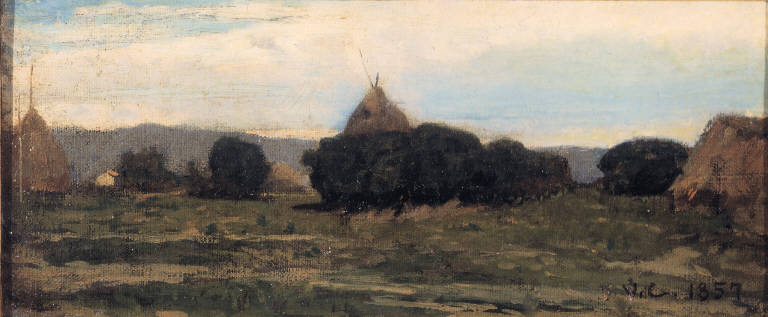 Maremma, Paesaggio rurale (dipinto) di Cabianca Vincenzo (sec. XIX)
