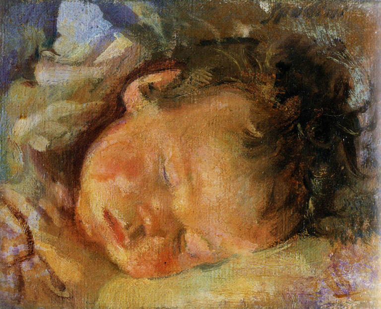 Lillo che dorme, Ritratto di bambino (dipinto) di Spadini Armando (sec. XX)