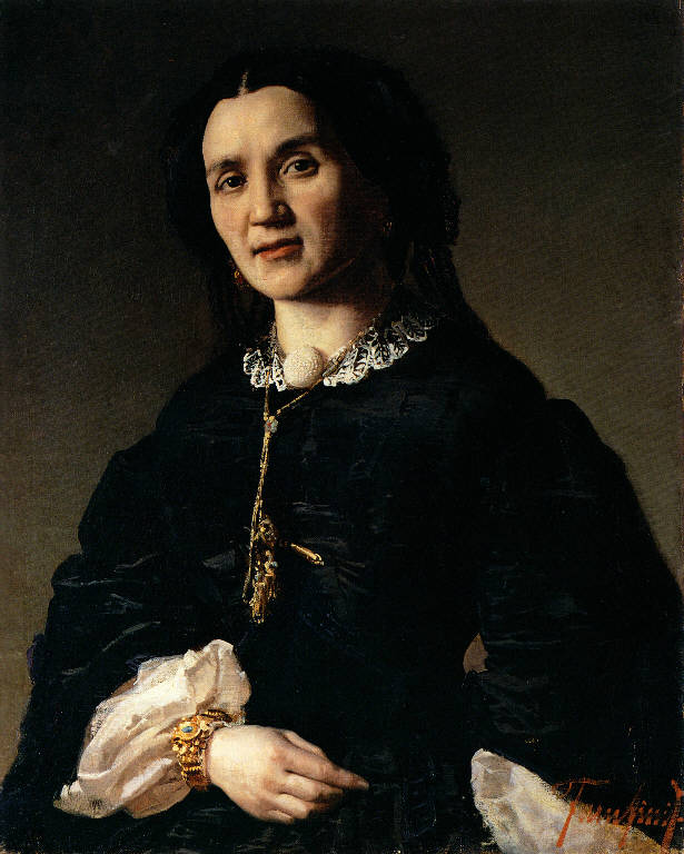 Ritratto di signora in nero, Ritratto di donna (dipinto) di Faruffini Federico (sec. XIX)