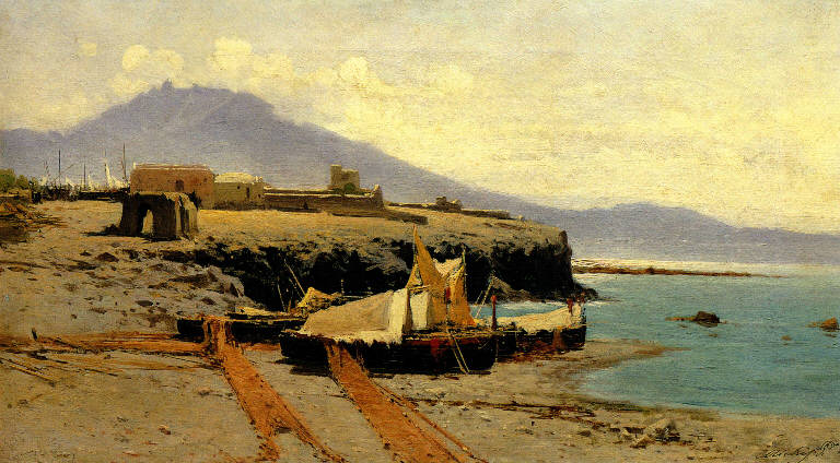 Marina, Paesaggio marino (dipinto) di Michis Pietro (sec. XIX)