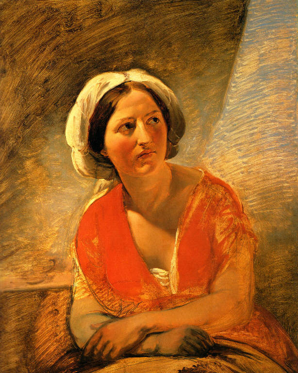 Donna in rosso, Ritratto di donna (dipinto) di Massacra Pasquale (sec. XIX)