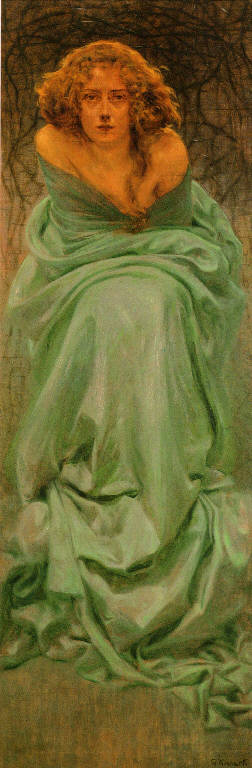 Il dolore, Figura femminile (dipinto) di Kienerk Giorgio (sec. XX)