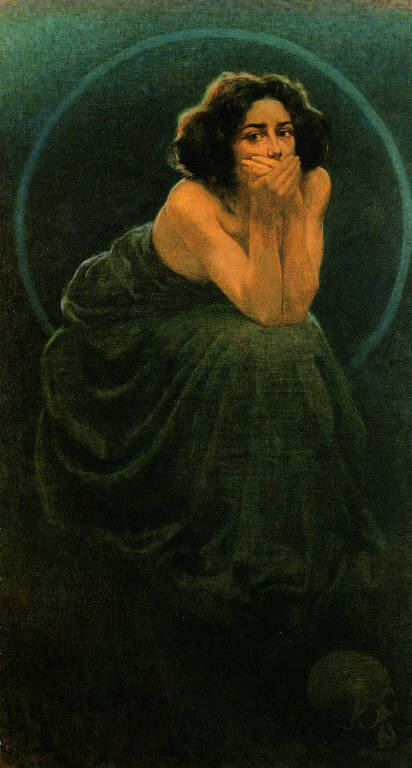 Il silenzio, Figura femminile (dipinto) di Kienerk Giorgio (sec. XX)