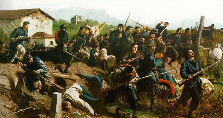 La battaglia di Varese, Scena di battaglia (dipinto) di Faruffini Federico (sec. XIX)