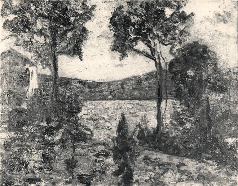 Paesaggio, Paesaggio lacustre (dipinto) di Agazzi Ermenegildo (secc. XIX/ XX)
