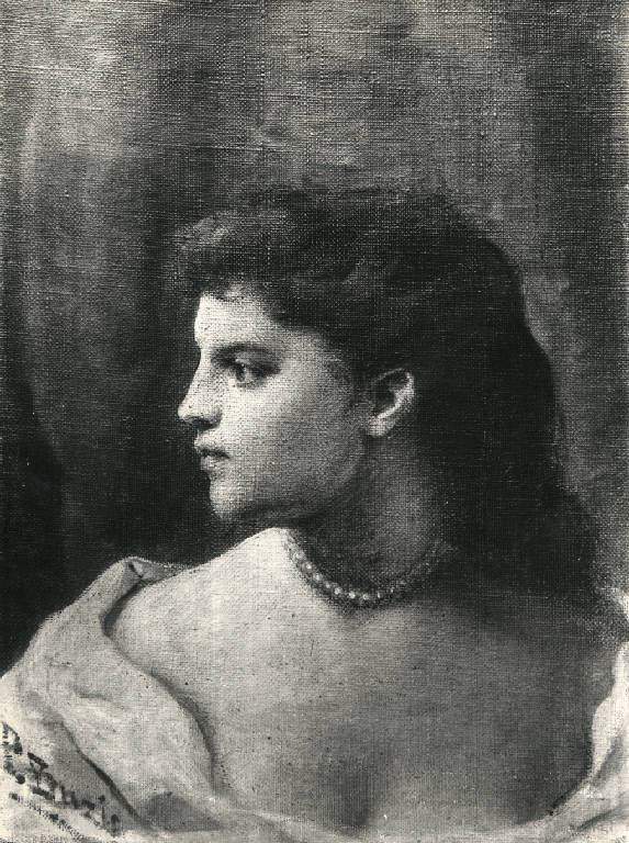 Testa femminile, Ritratto di donna (dipinto) di Buzio Pacifico (ultimo quarto sec. XIX)