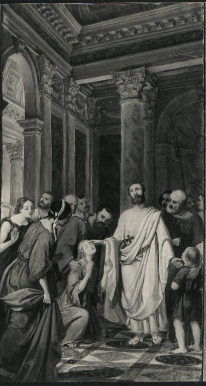 S. Pietro dona la vista ai ciechi, San Pietro guarisce gli infermi (dipinto) di Revera Alessandro (sec. XIX)