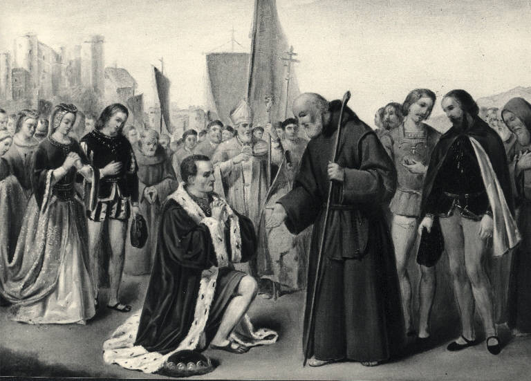 Incontro di Luigi XII con S. Francesco da Paola, Incontro di San Francesco di Paola e Luigi XII (dipinto) di Revera Alessandro (sec. XIX)