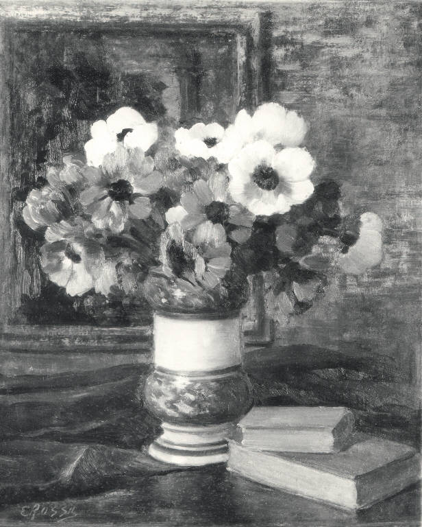 Anemoni, Vaso con fiori (dipinto) di Rossi Erminio (secc. XIX/ XX)